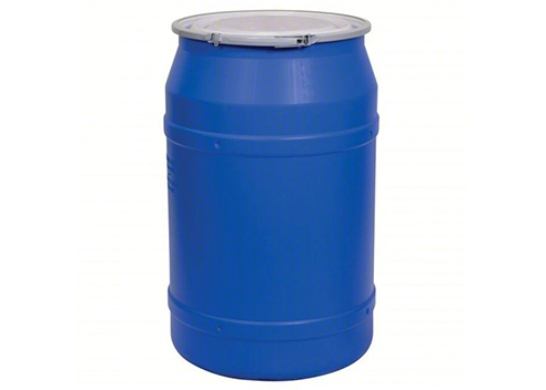 (New) Plastic 55 Gallon Drum, Open Top, Lever Lock, Plain Cover