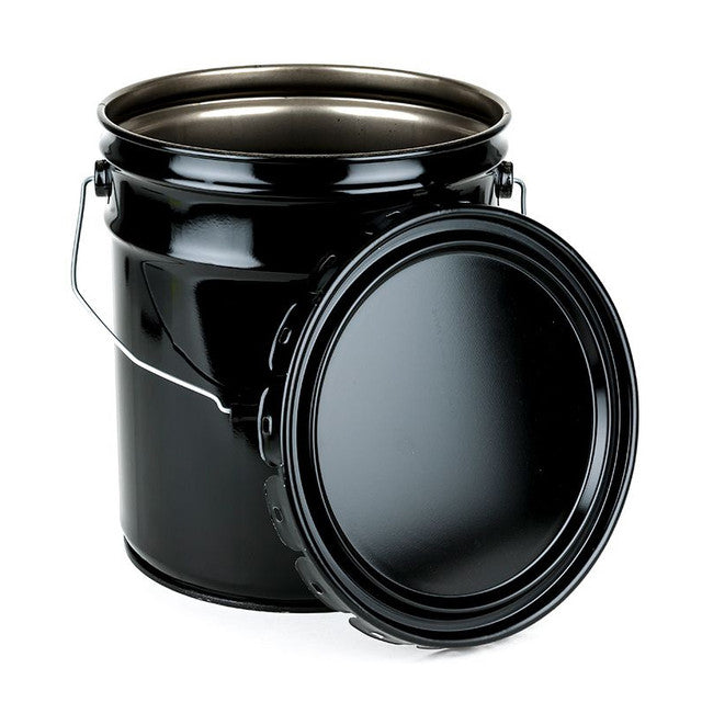 Steel Pail Open Top with handle, 5 Gal. w/ Lug Cover - Black