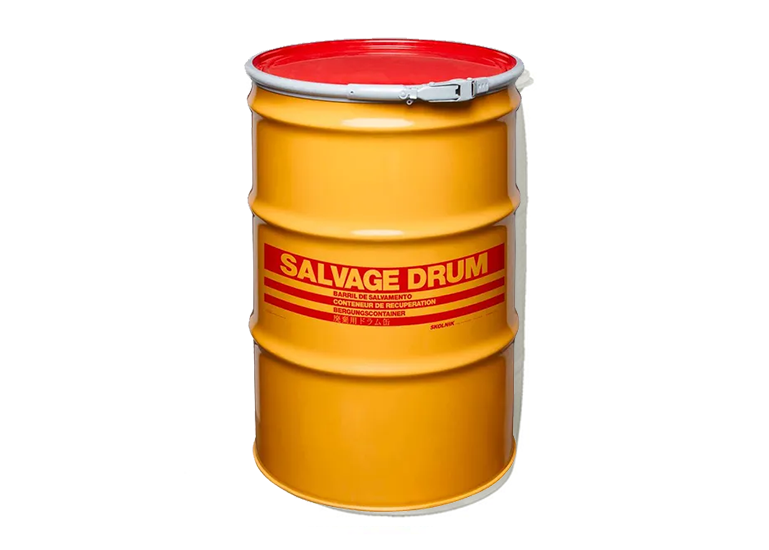 85 Gallon, Steel Salvage Drum, Open Top, Lever Lock, Plain Cover