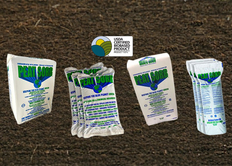 Bags of Peat Sorb on peat background