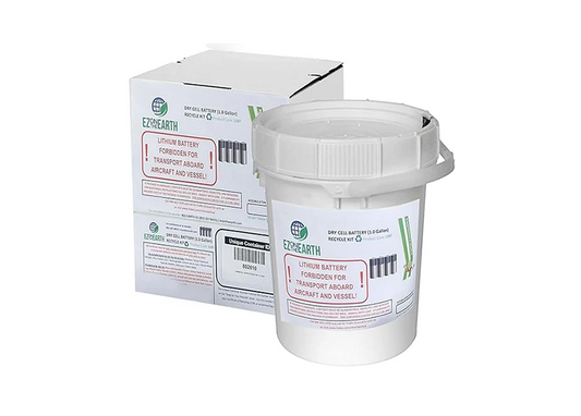 Prepaid Dry Cell Battery Recycling Container Kit - 1 Gallon Battery Recycling Pail