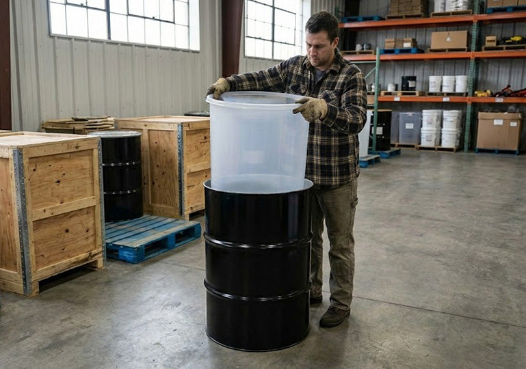 55 Gallon LDPE Natural Rigid Straight-Sided Drum Liner - 24 mil - Per Case