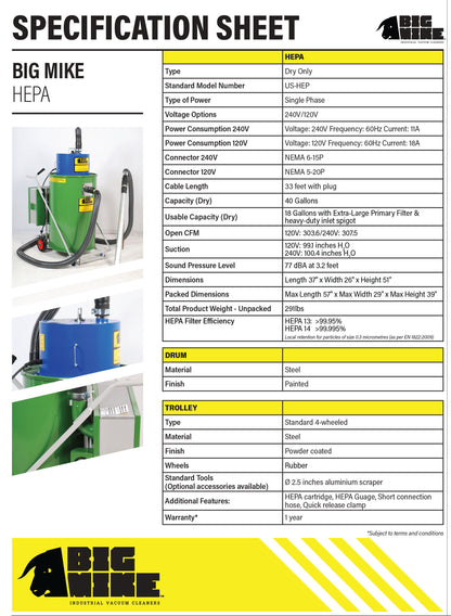 HEPA Industrial Vacuum Cleaner