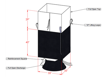 DeWatering WasteSack Bag - Duffle Top/Full Open Bottom - 35" x 35" x 40" (H) - CALL FOR QUOTE WastePack