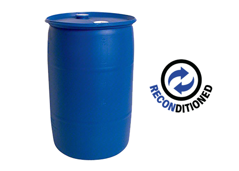 (Reconditioned) Plastic 55 Gallon Closed Head, 2 Bung Top
