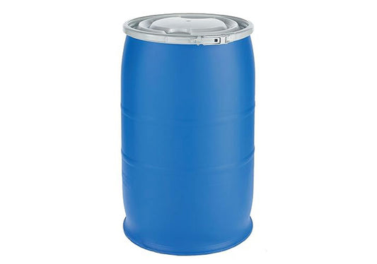 (New) Plastic 55 Gallon Open Top, Lever Lock, 2 Bung Cover