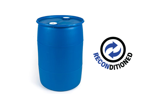 (Reconditioned) Plastic Drum - 30 Gallon, Closed Top, 2 Bung Top