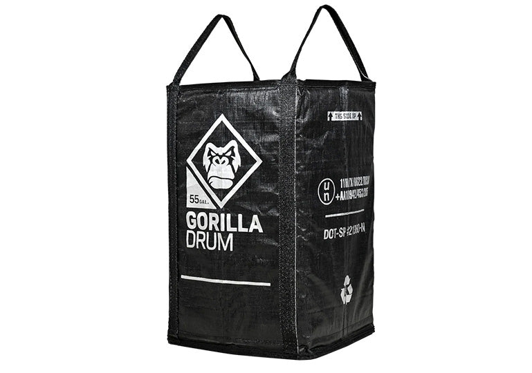 Black Gorilla Drum bag with branding on a white background