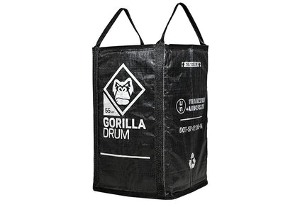 Black Gorilla Drum bag with branding on a white background