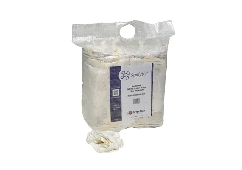 Bulk Reclaimed White T-Shirt Rags - 23 lbs. (Compressed)