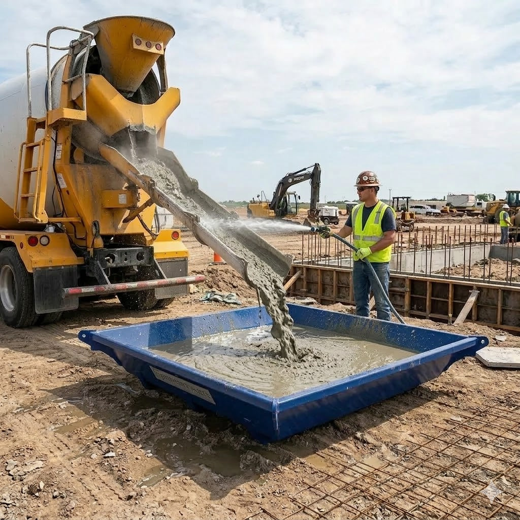 Steel Concrete Washout Pan | 88"x88"x23" - 3 Cubic Yard - 614 Gallon