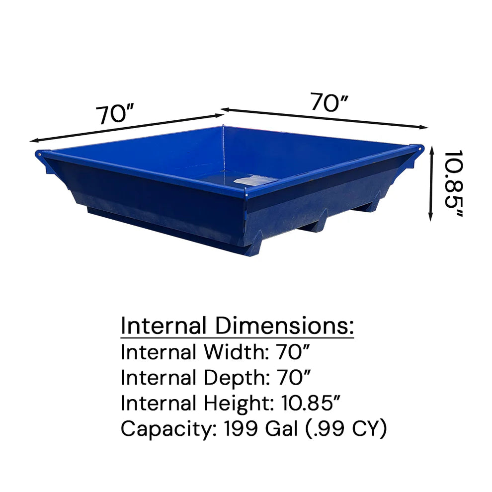 Steel Concrete Washout Pan | 74"x74"x14" - 1 Cubic Yard - 199 Gallon Capacity