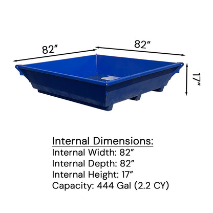 Steel Concrete Washout Pan | 86"x86"x20" - 2 Cubic Yard - 444 Gallon Capacity