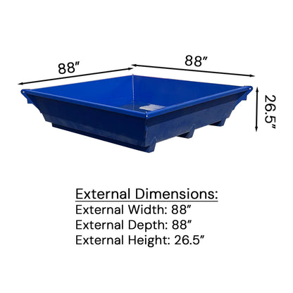 Steel Concrete Washout Pan | 88"x88"x23" - 3 Cubic Yard - 614 Gallon